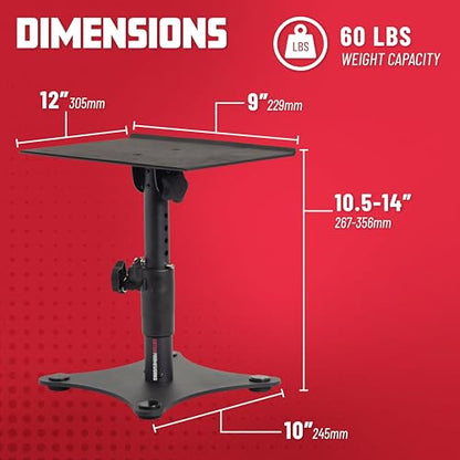 Gator Frameworks Desktop Studio Monitor and Speaker Stands with EVA Foam Padded Surface, Angle Adjustable from 0° to 15° – Set of 2 (GFWSPKSTMNDSK) - style: Desktop Stand
