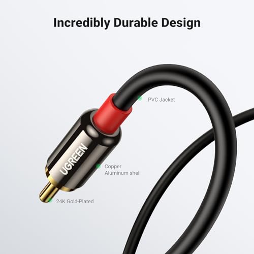 UGREEN 3.5mm to RCA Cable, 10FT 2RCA Male to Aux Audio Adapter, HiFi Sound (Pack of 2) - size: 10FT (Pack of 2)