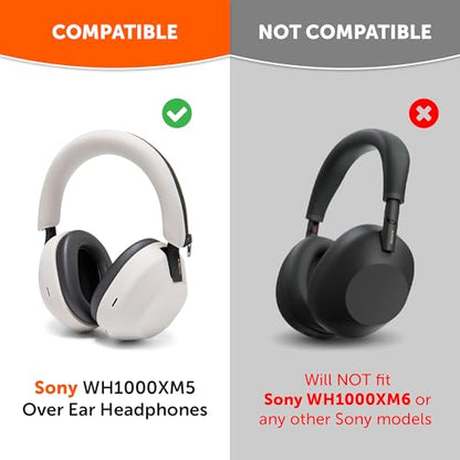 WC ShellZ XM5 - Exterior Shell & Headband Covers for Sony WH1000XM5 | Made by Wicked Cushions | Protective, Made with Premium Silicone | Silver - color: Silver