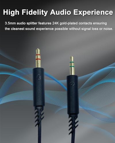 3.5mm Female to Dual 3.5mm Male Headphone Splitter for Computer | Headphone Mic Audio Y Splitter Cable, Headset Smartphone to Dual Jack PC Laptop Adapter, Black