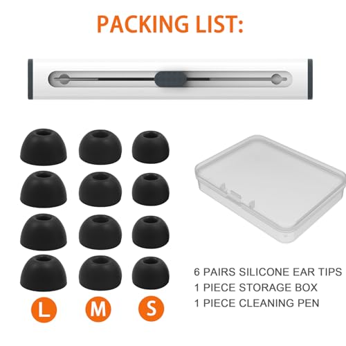 6 Pairs Replacement Silicone Ear Tips Compatible with Beats Studio Buds/Fit Pro/Studio Buds +, Silicone Earbuds Eartips Buds Cover Set for Beat Studio Buds (Black) - color: Black with Pen