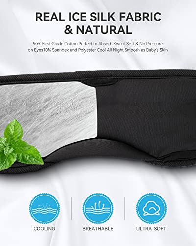 MUSICOZY Sleep Headphones Bluetooth 5.4 Sleep Mask with HD Sound | Breathable Flat Design with Cooling Lining, Washable Headband, 14 Hours Playtime for Travel Meditation Relaxation Gifts - color: Matte Black
