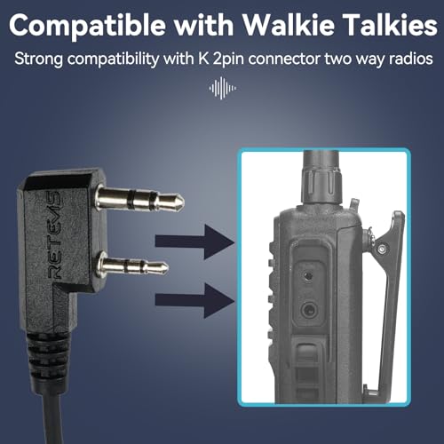 Retevis Walkie Talkie Headset with Mic, for RT22/RT68/RT21/H777 | G-Type, Big PTT, 2 Pin, Compatible with Baofeng 888S, Pxton, Kenwood Walkie Talkie, Walkie Talkie Earpiece(10 Pack) - style: G Shape Earhook