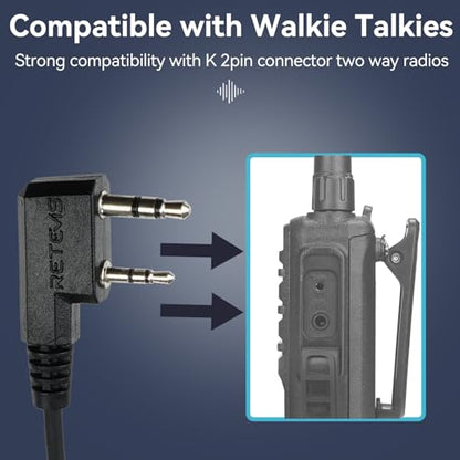 Retevis Walkie Talkie Headset with Mic, for RT22/RT68/RT21/H777 | G-Type, Big PTT, 2 Pin, Compatible with Baofeng 888S, Pxton, Kenwood Walkie Talkie, Walkie Talkie Earpiece(10 Pack) - style: G Shape Earhook