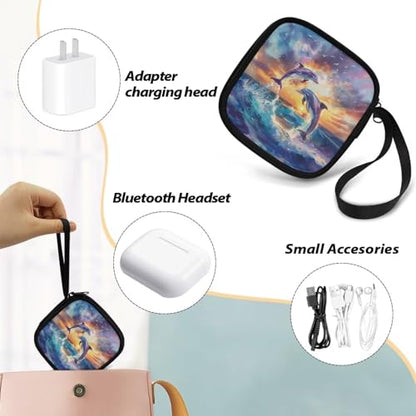 Dolphin Lightweight Headphone Storage Bag, Portable Headset Carrying Pouch Headphone Case Bag Soft Travel Pouch for Ear Headphones Headphone Holder - color: Dolphin