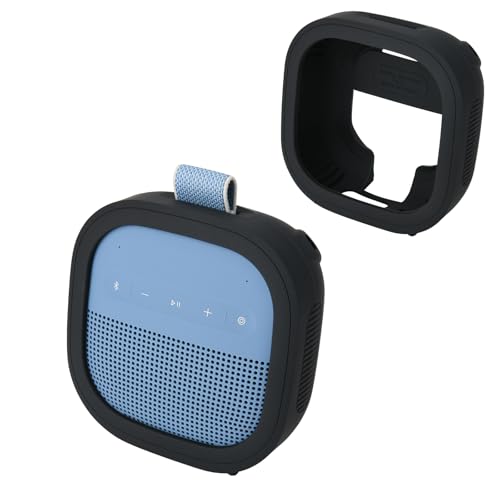 1 Pack Silicone Case for Bose SoundLink Micro 2nd Gen Speaker, Shockproof Protective Skin Cover Sleeve Soft Silicone Cover (Case Only) (Black) - color: Black