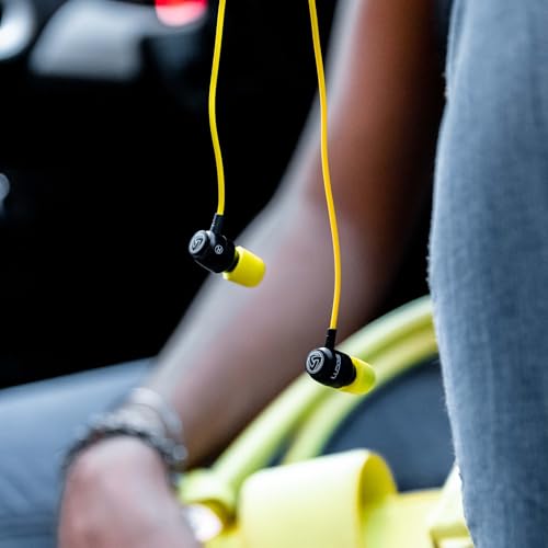 LUDOS Clamor Wired Earbuds in-Ear Headphones, 5 Years Warranty, Earphones with Microphone, Noise Isolating Ear Buds, Memory Foam for iPhone, Samsung, School Students, Kids, Women, Small Ears - Yellow - color: Yellow, style: 3.5 mm