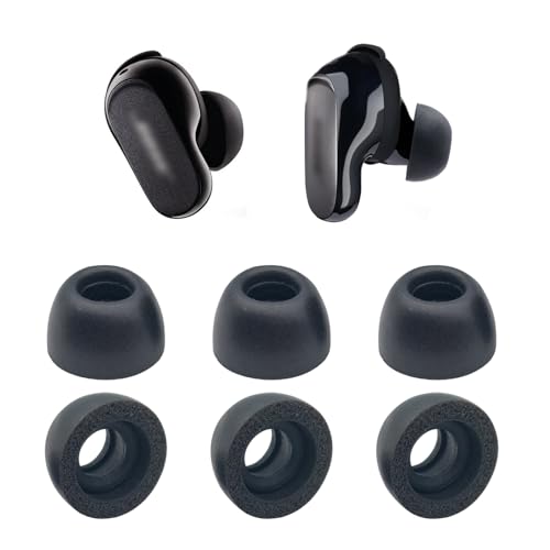 Klowcok Replacement Ear Tips for Bose QuietComfort Ultra/Earbuds II, Small | Earbuds Foam Tips, Comfort Fit, 3 Pairs, Black - size: Small