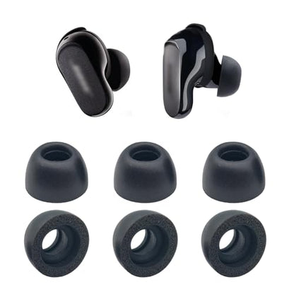 Klowcok Replacement Ear Tips for Bose QuietComfort Ultra/Earbuds II, Small | Earbuds Foam Tips, Comfort Fit, 3 Pairs, Black - size: Small