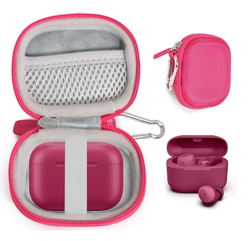 Case for JLab Go Pop+,Go Air Pop, Air Tones+/ Tones, JBuds Mini True Wireless Earbuds, Compact Organizer for the Charger case and Charger Cord (Pink) - color: Pink
