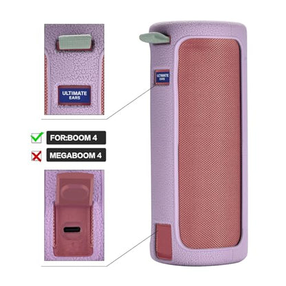 Travel Carrying Protective Silicone Case Compatible with Ultimate Ears Boom 4 Portable Bluetooth Wireless Speaker, Silicone Case Cover with Metal Hook for Ultimate Ears Boom 4 (Purple) - color: Purple