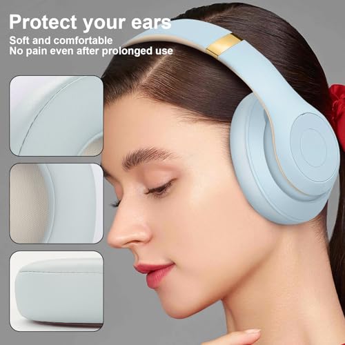 Studio 3 Ear Pads Cushions Replacement Earpads for Beats Studio 2 & Studio 3 Wired & Wireless Headphones, Ear Cushions Memory Foam Earpads with Soft Protein Leathe-Crystal Blue - color: Crystal Blue