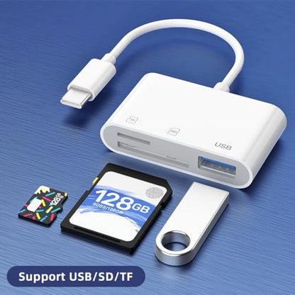 CY USB 2.0 Type C USB-C to TF Micro SD SDXC USB Female Card Reader Adapter Compatible with MAC Laptop Tablet Phone - style: SD+TF+USB