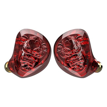 TANGZU Wan'er S.G II Red Lion in Ear Monitor, Gaming IEM Earphones, HiFi Wired Earphones with Silicone Headphone Organizer, Tang Sancai Wide Bore Eartips, Sonic Eartips (Red, 3.5mm with Mic) - size: 3.5mm Jack with Mic