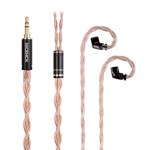 NICEHCK GCT5 Earphone Upgraded Cords, 5N IEM Cable,OCC in Ear Monitor Cables for Musician Singer Audiophile Earbuds Replacement Cord (3.5mm QDC) - size: 3.5mm QDC