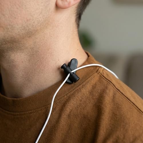 6 Pack Headphone Wire Clips, Rotatable Wire Clips Cable Cord Clamp Hooks Collar Clothing Clip Earphone Winder Earbud Cable Clip Clamp Hooks to Keep Microphone Cord for 2-4mmDiameter Round