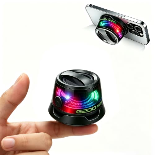 G200 Magnetic Mini Bluetooth Speaker with RGB Lights & Phone Stand | Portable Magnetic Wireless Stereo Speakers Set, Small Wireless Speaker for Camping Shower Outdoor, Teen Holiday Gift - color: Black 1