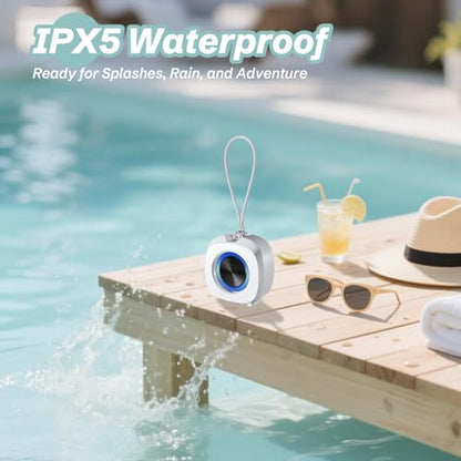PEICHENG Speaker, Small Portable Bluetooth Wireless IPX5 Waterproof Shower Speaker,Loud Stereo Sound Deep Bass,Dual Pairing, RGB Lights,Long Playtime for Outdoor Party, Great Gift,1PC (White) - color: White