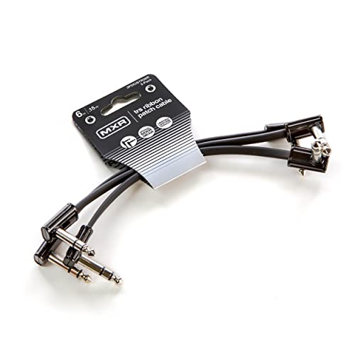 Jim Dunlop (3PDCISTR06), 1/4-Inch Right Angle MXR Ribbon TRS Patch Cable 6 in|15 cm-3 Pack (3PDCISTR06R) - size: 6 inches