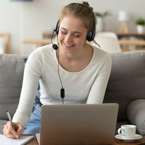 Aluratek Wired USB Stereo Headset with Noise Reducing Boom Mic and in-Line Controls, for Distance Learning, Zoom, MS Teams, Video Conferencing, Skype, Gaming, Music Play, Webinars (AWHU01FJ), Black