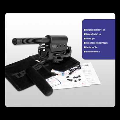 TAKSTAR SGC-598 3.5mm Cardioid Shotgun Microphone for Camera | Cardioid Condenser, +10dB Gain, 200Hz Low-Cut, Shock-Resistant