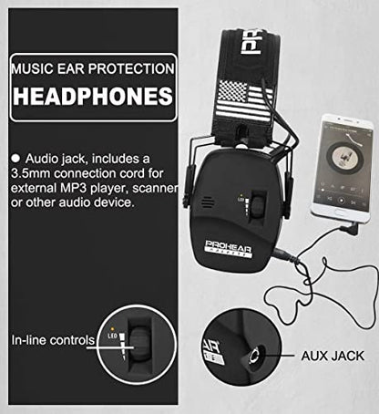 PROHEAR Digital Electronic Shooting Ear Protection 5X Sound Amplification Earmuffs, 23dB NRR Low Profile Noise Reduction Hearing Protection for Gun Range and Hunting, Black - style: Electronic 2.0 - Black