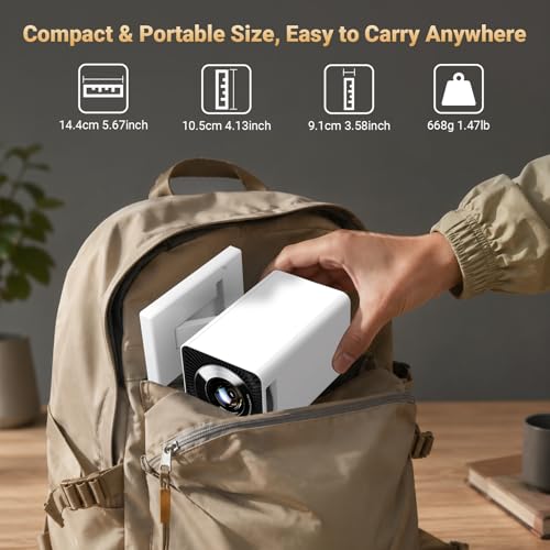 【Built-in APPS】Mini Projector With Wifi And Bluetooth, 1080P 4K Support Portable Projector, Movie Projector for Bedroom, Compatible with Smartphones/TV Stick/iPad/PS5/Laptop/HDMI/USB