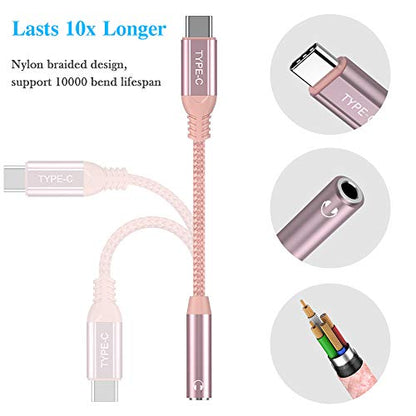USB C to 3.5mm Jack Adapter,USB C Headphone Adapter for iPhone 17 Pro Max | 17e 16e 16 15,Hi-res Aux Cord Stereo Audio Earphone Dongle for Samsung S26 Ultra S25 FE S23 A17 A16 for iPad 10 Pixel 10a 9 8