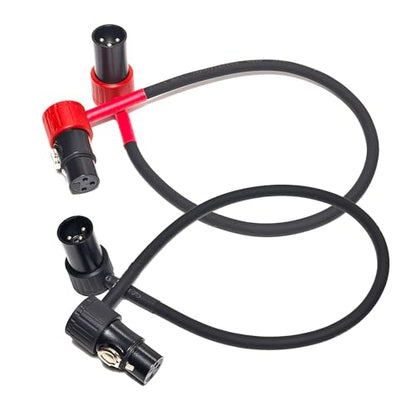 WJSTN 3-Pin Female Right Angle XLR to 3-Pin Male Right Angle XLR Cable 100° Adjustable, Professional Audio Balanced Interconnect for Microphones, Mixers, Speakers -, 2-Pack (1Feet) - size: 1Feet