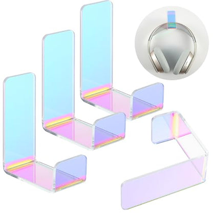 Weewooday 4 Pieces Headphone Hanger Headset Stand Holder, Colorful | Adhesive Wall Mount Headphone Hook under Desk Acrylic Gaming Earphones Hanger for Earphone Controller - color: Colorful