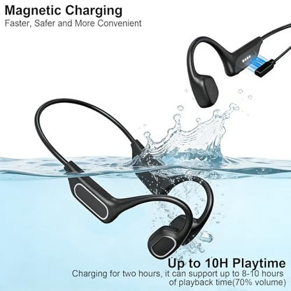 Fanisic Lap Swimming Headphones/Earbuds, Bluetooth 6.0 & MP3 with 32GB Memory IP68 Waterproof Bone Conduction Headphones, Underwater Open Ear Headphones-PureBlack - color: PureBlack