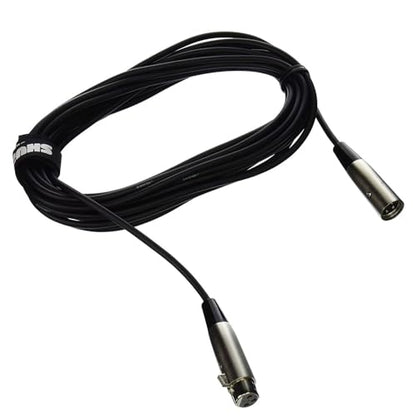 Shure C25J 25-foot Hi-Flex Cable with Chrome XLR Connectors, Black - size: 25-feet, style: Hi-Flex, Chrome XLR Connectors