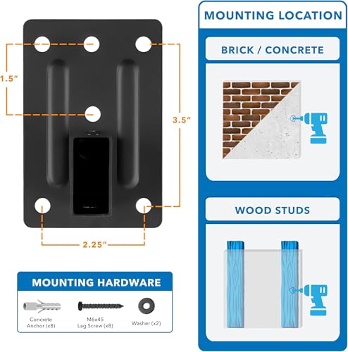 Mount-It! Bookshelf Speaker Wall Mount, Pair of Universal Side Clamping Speaker Shelf Wall Mounting Brackets for Large or Small Speakers, 2 Full Motion Mounts, 55 Lbs Capacity, Black (MI-SB37)