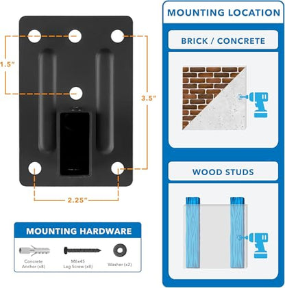Mount-It! Bookshelf Speaker Wall Mount, Pair of Universal Side Clamping Speaker Shelf Wall Mounting Brackets for Large or Small Speakers, 2 Full Motion Mounts, 55 Lbs Capacity, Black (MI-SB37)