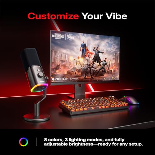 MAONO PD100W Wireless Dynamic Microphone for iPhone, Android & PC (Black) | USB-C & Lightning Receivers, Noise Reduction,RGB Lighting, Software EQ, for Gaming, Streaming and Content Creation - color: Black