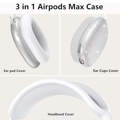 Case for AirPods Max, Anti-Scratch Soft Silicone With Gold Heart Pattern Ear Cups/Ear Pad/Headband Cover for Apple Airpod Max Headphones (Clear Glitter) - color: Clear Glitter