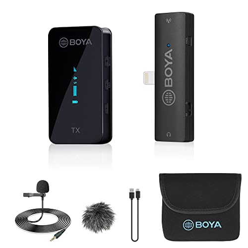 BOYA BY-XM6 S3 Wireless Lavalier Microphone for iPhone iPad, Plug Play Lapel Lav Mic for Video Recording YouTube Facebook Live Stream Podcast Interview Vlog - size: Lightning(RXD+TX)