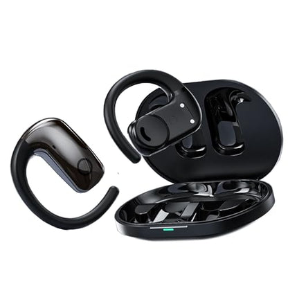 Open-Ear Wireless Headphones Bluetooth Earbuds Charging Case Ear Buds with Silicone Earhook Over-Ear Earphones for TV Phone Laptop Music, Black - color: #03Black