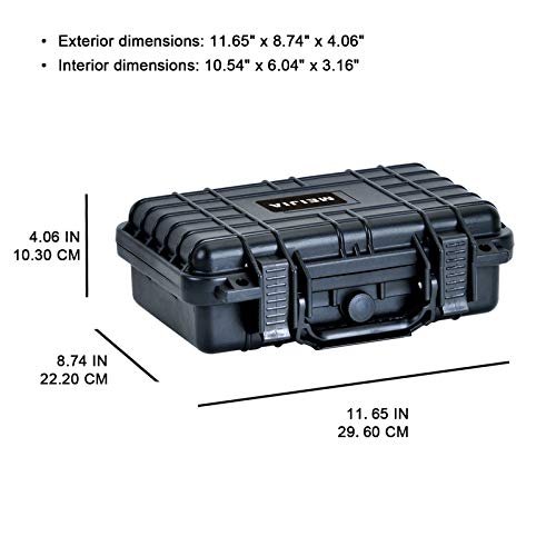 MEIJIA Portable All Weather Waterproof Protective Hard Case, Small Camera Case,Dry Case with Customizable Foam,Fit Use of Drones, Camera,Equipments, 11.65 ”x8.35”x3.78” - color: Black