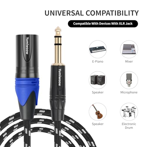 Microphone Cable 6 Ft,1/4 to XLR Cable,Quarter inch(6.35mm) TRS to XLR Male, 1/4" Stereo Jack to XLR Balanced Interconnect Cord Patch Cable,Compatible with Speakers, Audio Consoles 2Pack