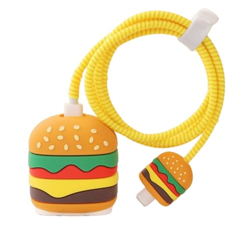 ZOSTLAND 5 in 1 DIY 18W 20W Heart Shape Protector Data Cable USB Charger Line Earphone Wire Saver Organizer Compatible with iPhone 11 12 13 14 15 Pro Max - color: Hamburger