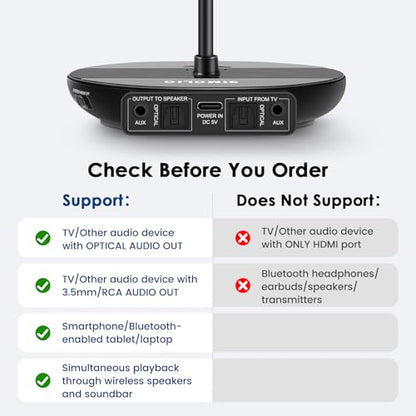 SIMOLIO Wireless TV Headphones for Seniors Hard of Hearing Bluetooth for PC | Clear Voice & Loud Volume, OPT/AUX Passthrough to Soundbar, L/R Audio Balance, Ambient Mode, Battery & Earpads Replaceable - style: One Headset
