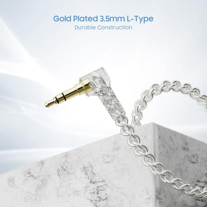 BASN IEM Earphone Cable,1.5m Wired Detachable MMCX Connector in Ear Monitor Cable for BASN Bsinger, Bmaster, MMCX Series (SC100-MMCX-White) - color: SC White