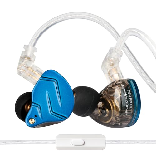 KZ ZSN PRO X Gaming Earbuds, IEM Earphone with 1BA and 1DD Headphones, KZ High Fidelity in Ear Wired Earbuds High Resolution in Ear Monitor Headphone (NO Mic, Blue) - color: Blue, size: No Mic, style: No Mic