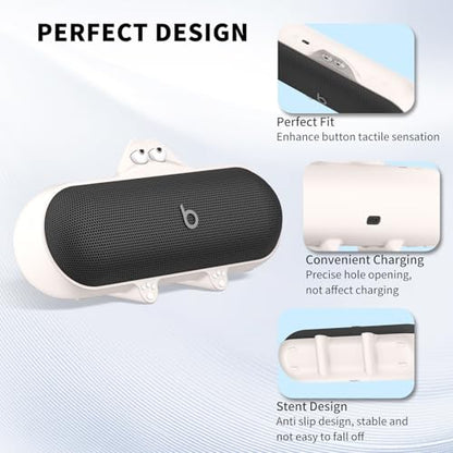 Silicone Kawaii Cute Case for Beats Pill Wireless Bluetooth Speaker, Anti-Scratch Protective Sleeve Compatible With Beats (Off-White) - color: Off-White