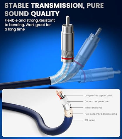 tisino Dual XLR to RCA Cable, Heavy Duty 2 XLR Female to 2 RCA Male Patch Cord HiFi Stereo Audio Connection Interconnect Lead Wire - 5 ft / 1.5m - size: 5 FT