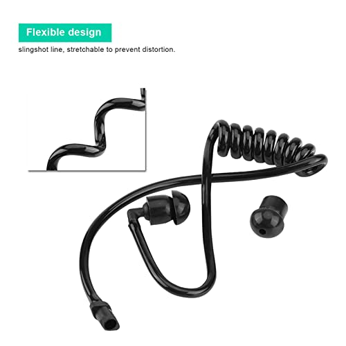 Zerone Replacement Coiled Acoustic Tube for Two-Way Radio Audio, 5Pcs Headset Walkie Talkie Coiled Earpiece Tube with Ear Tips Black