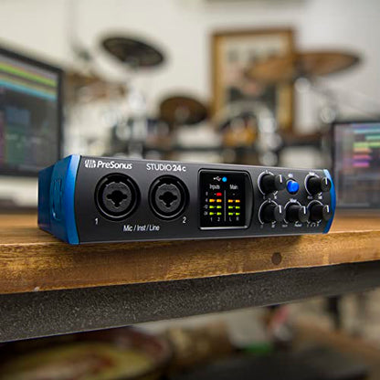 PreSonus Studio 24c 2x2, 192 kHz, USB Audio Interface with Studio One DAW Recording Software | USB Audio Interface with Studio One DAW Recording Software