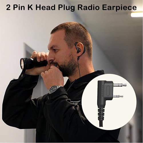 SAMCOM Original Replace Wire Walkie Talkie Earpiece Headset with Mic | Ear Piece 2 Pin with Big PTT Button Soft Ear Hook Earpiece for FPCN30A FPCN10A Two Way Radios,1 Pack - size: Original Earpiece