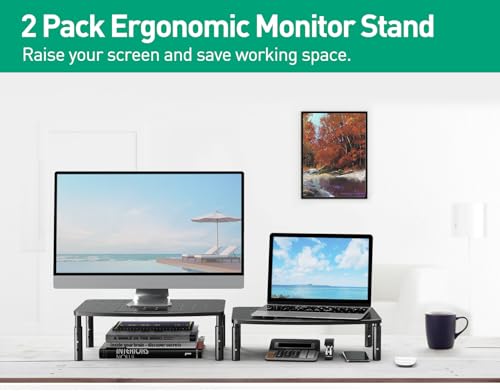 Zimilar 2 Pack Monitor Stands Risers, 3 Height Adjustable Monitor Riser | for Laptop, Printer, iMac, PC, Premium Metal Monitor Stand Riser for 2 Monitors